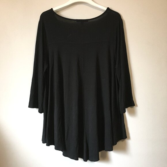 Green Envelope USA Made Witchy Black Reverse Handkerchief Hem A-Line Shirt - Picture 2 of 16